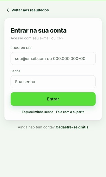 Tela de acesso do app